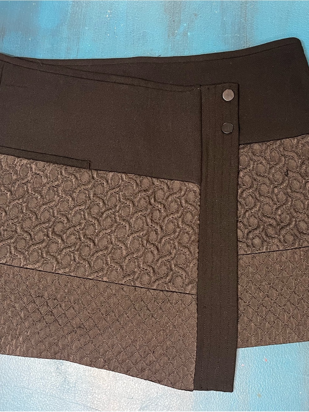 Zara Black Asymmetrical Textured Panel Skirt